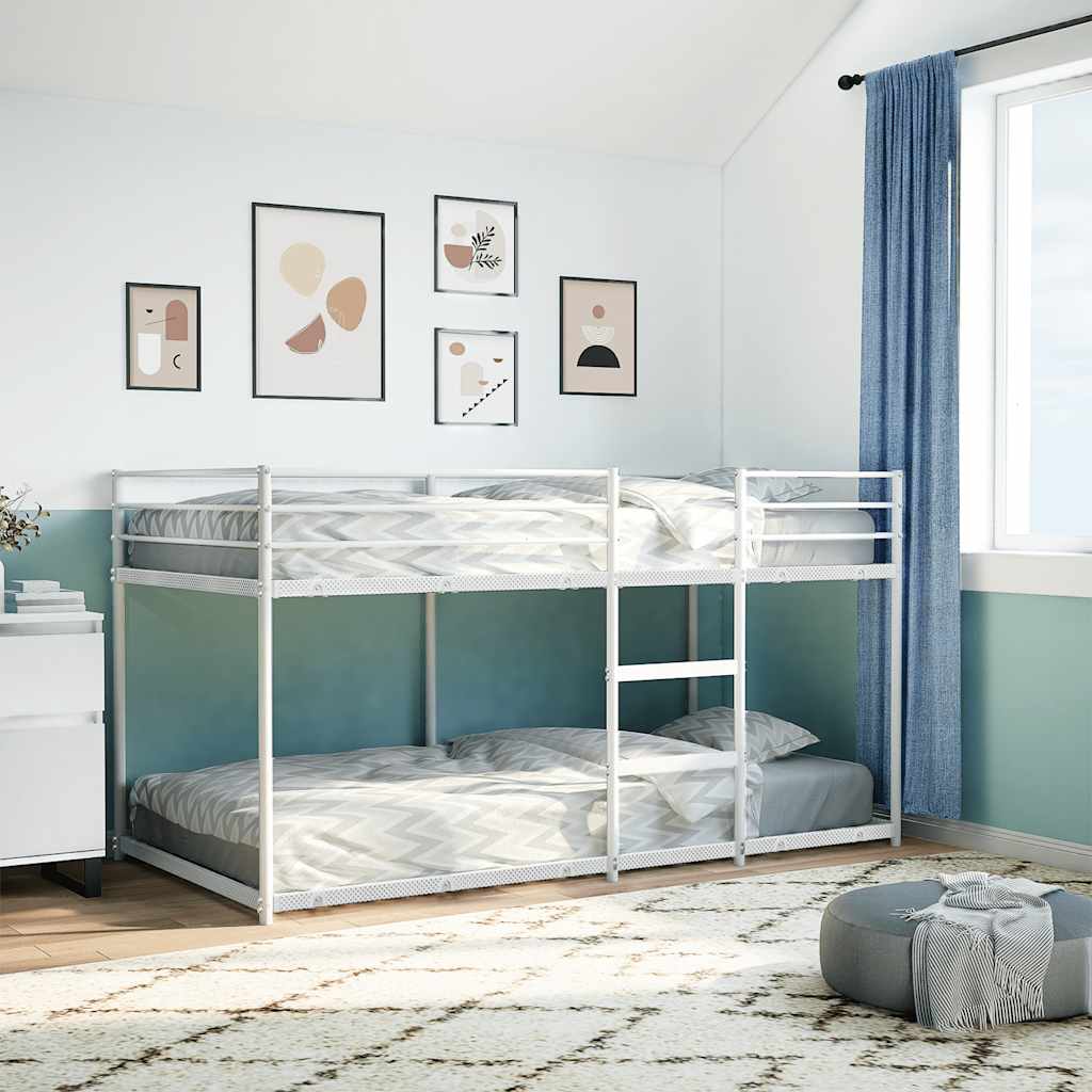 vidaXL Pat supraetajat fără saltea alb 107x203 cm oțel