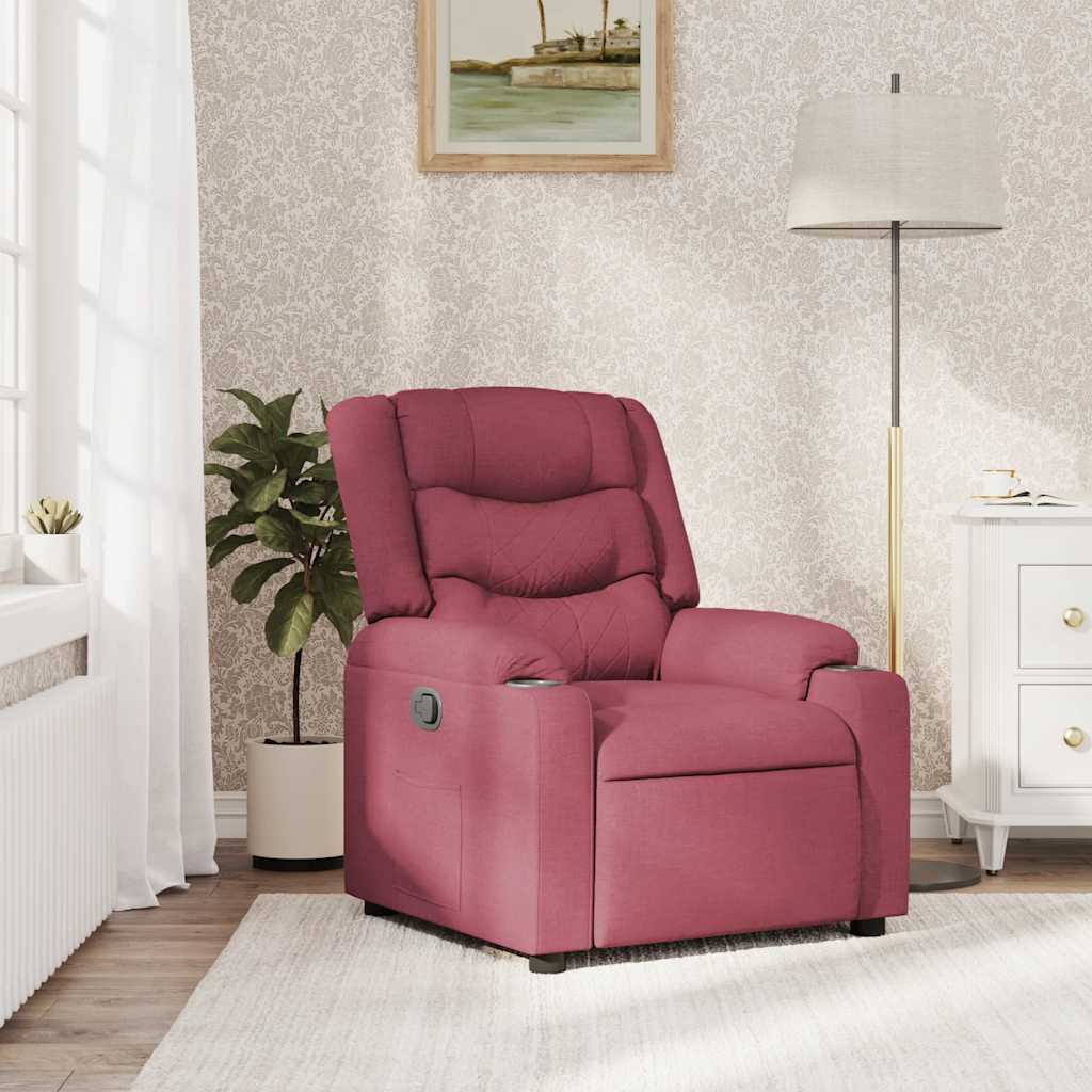 vidaXL Fotoliu rabatabil, roșu vin, material textil vidaXL Fotoliu rabatabil, roșu vin, material textil