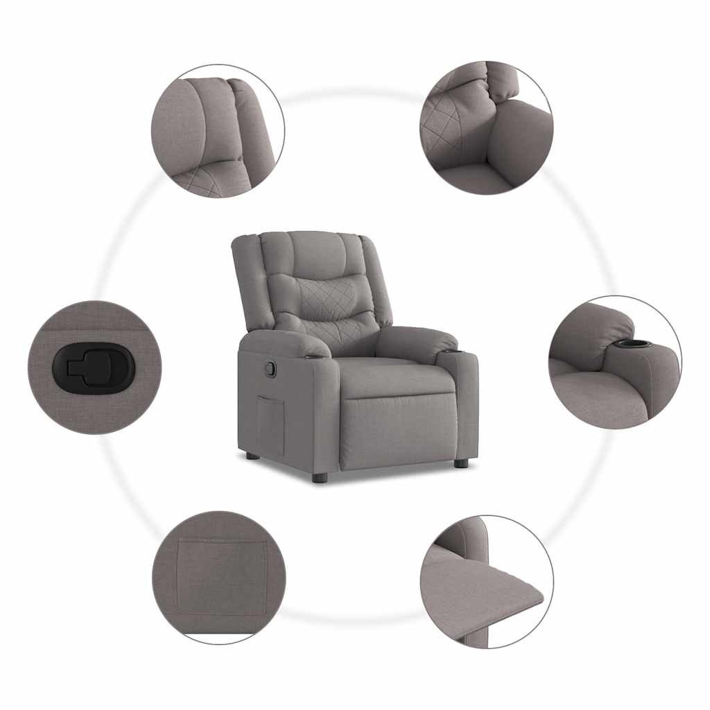 vidaXL Fotoliu rabatabil, gri taupe, material textil