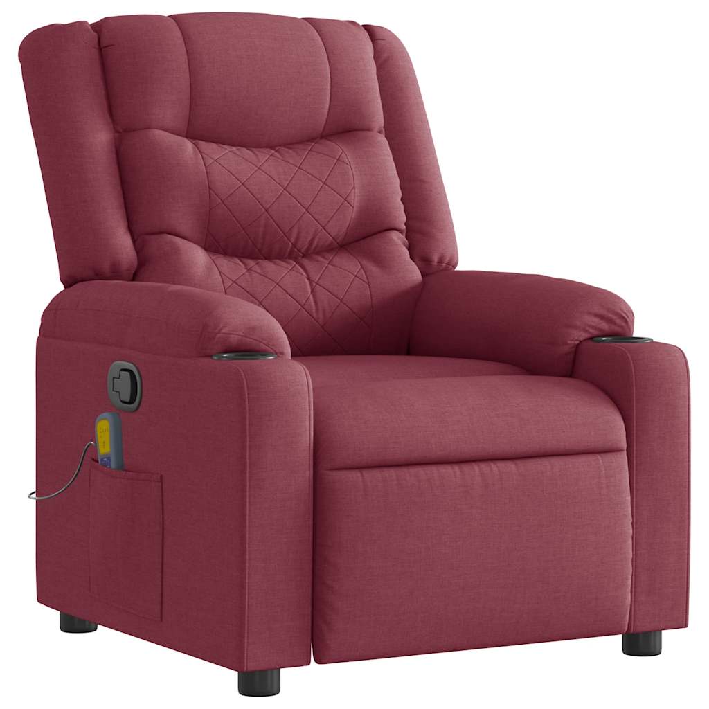 vidaXL Fotoliu de masaj rabatabil, roșu vin, material textil vidaXL Fotoliu de masaj rabatabil, roșu vin, material textil