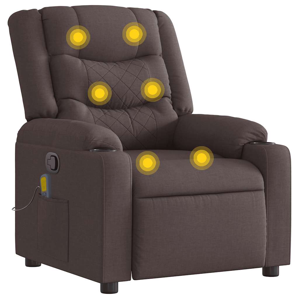 vidaXL Fotoliu de masaj rabatabil, maro închis, material textil