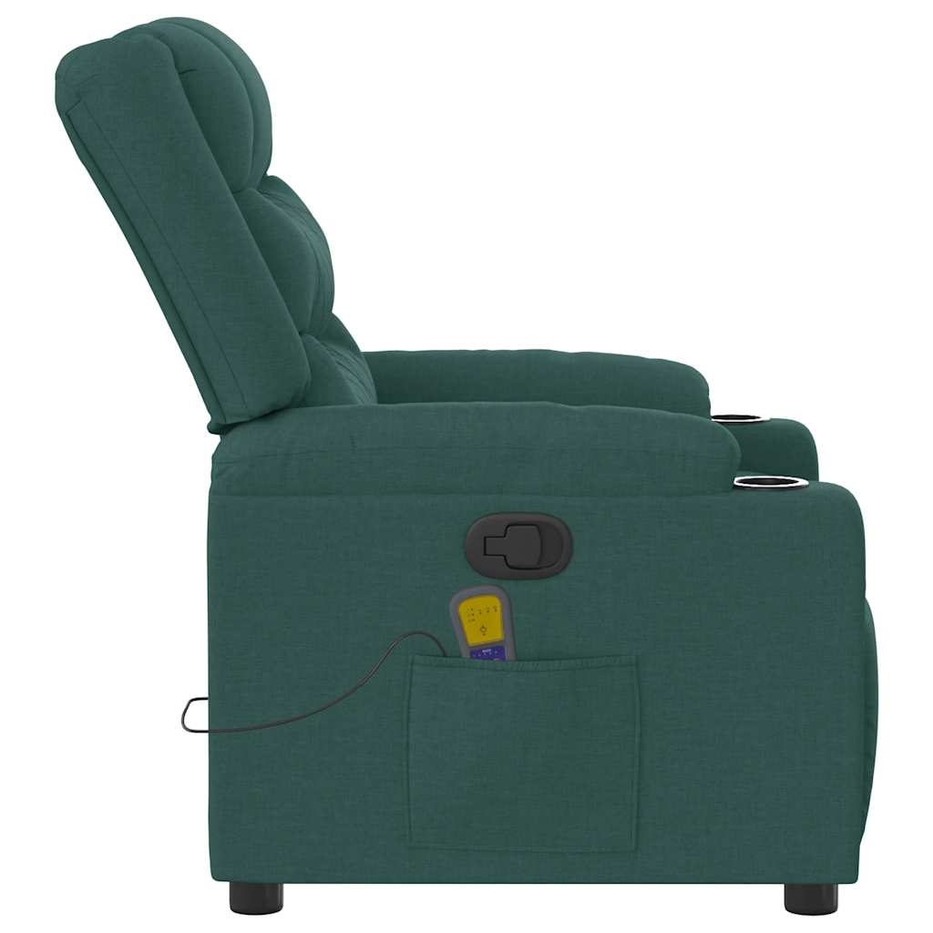 vidaXL Fotoliu de masaj rabatabil, verde închis, material textil vidaXL Fotoliu de masaj rabatabil, verde închis, material textil