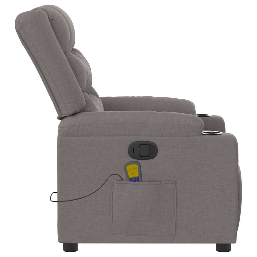 vidaXL Fotoliu de masaj rabatabil, gri taupe, material textil