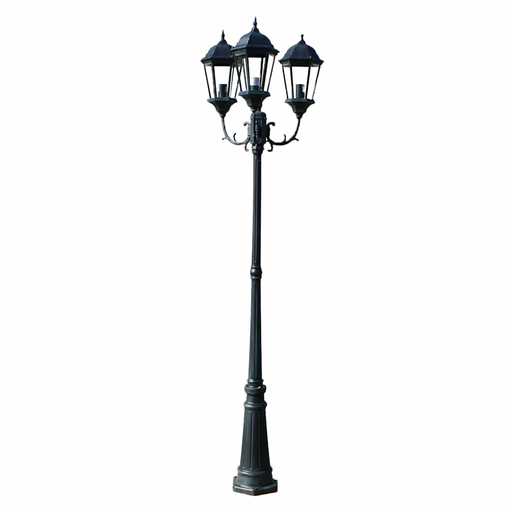 Felinar Brighton cu 3 brațe 230 cm Verde închis/Negru Felinar Brighton cu 3 brațe 230 cm Verde închis/Negru