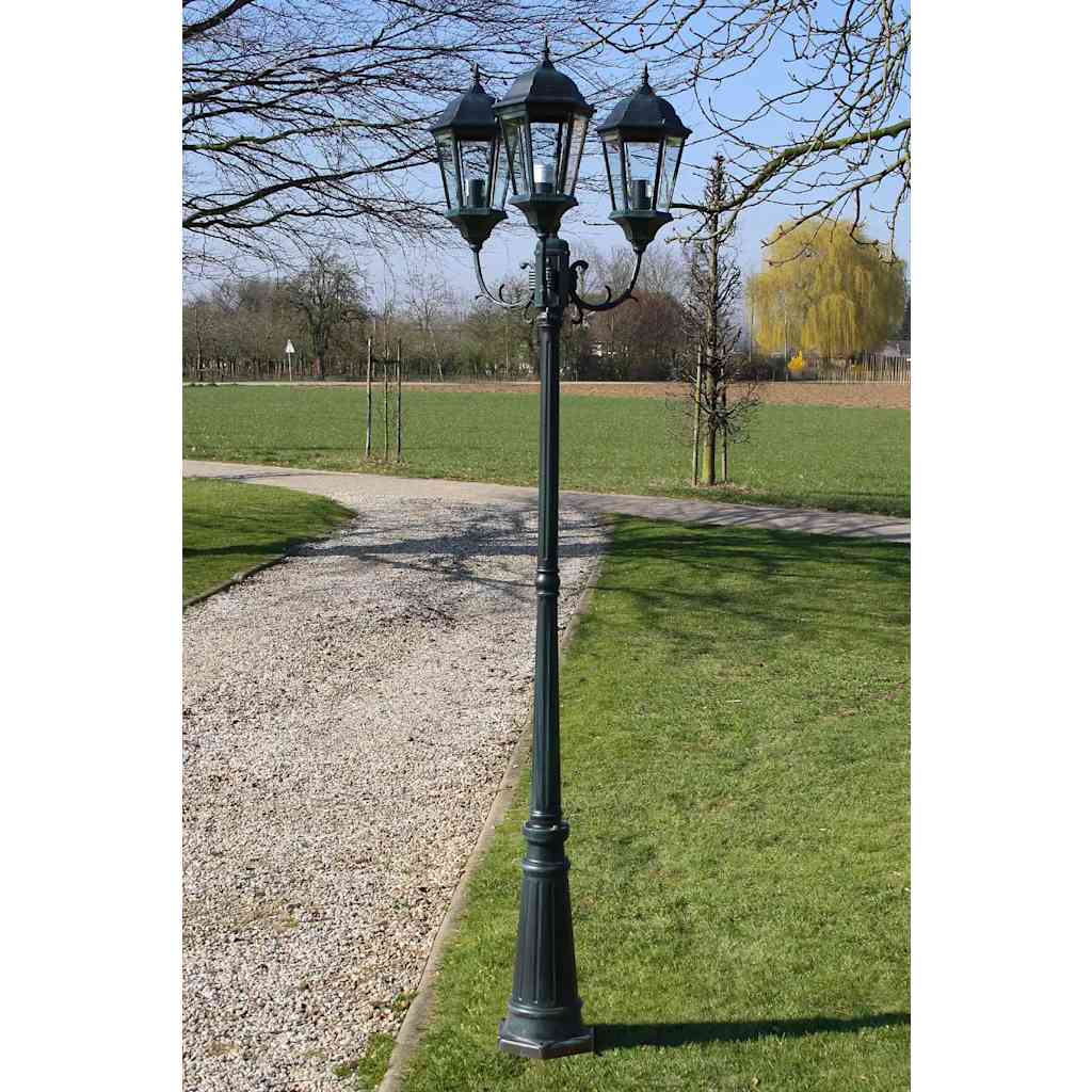 Felinar Brighton cu 3 brațe 230 cm Verde închis/Negru Felinar Brighton cu 3 brațe 230 cm Verde închis/Negru