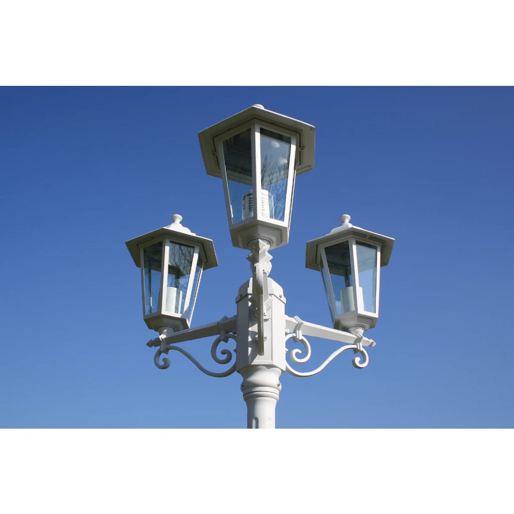 Felinar de grădină Kingston cu 3 brațe 215 cm Alb Felinar de grădină Kingston cu 3 brațe 215 cm Alb