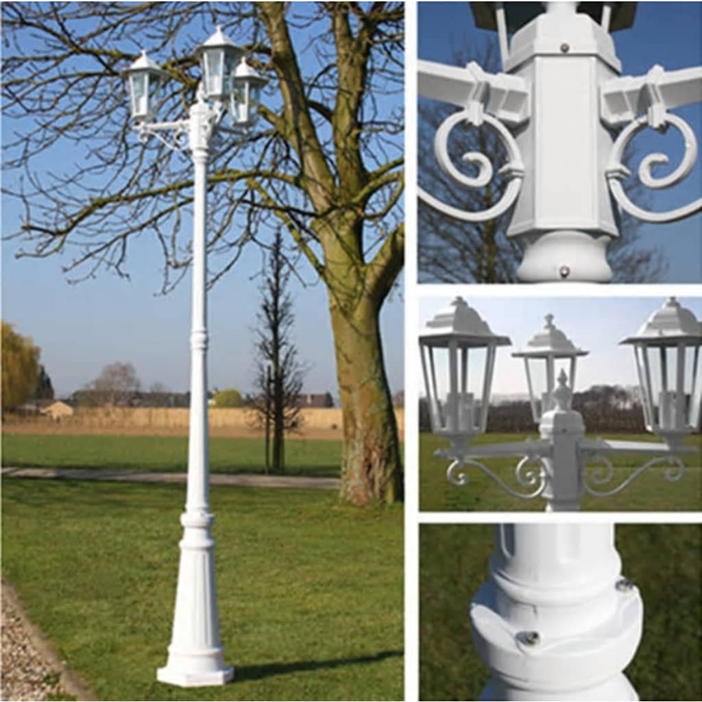 Felinar de grădină Kingston cu 3 brațe 215 cm Alb Felinar de grădină Kingston cu 3 brațe 215 cm Alb