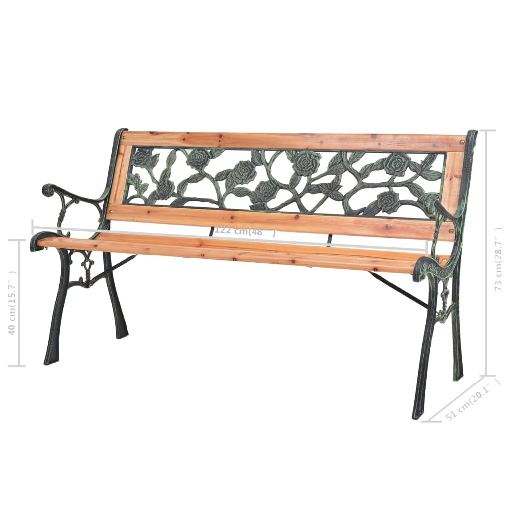 vidaXL Bancă de grădină, 122 cm, lemn