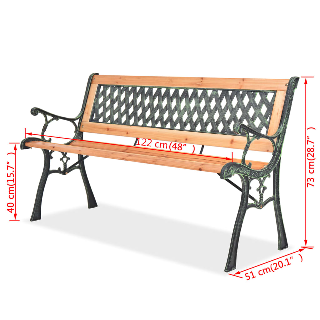 vidaXL Bancă de grădină, 122 cm, lemn
