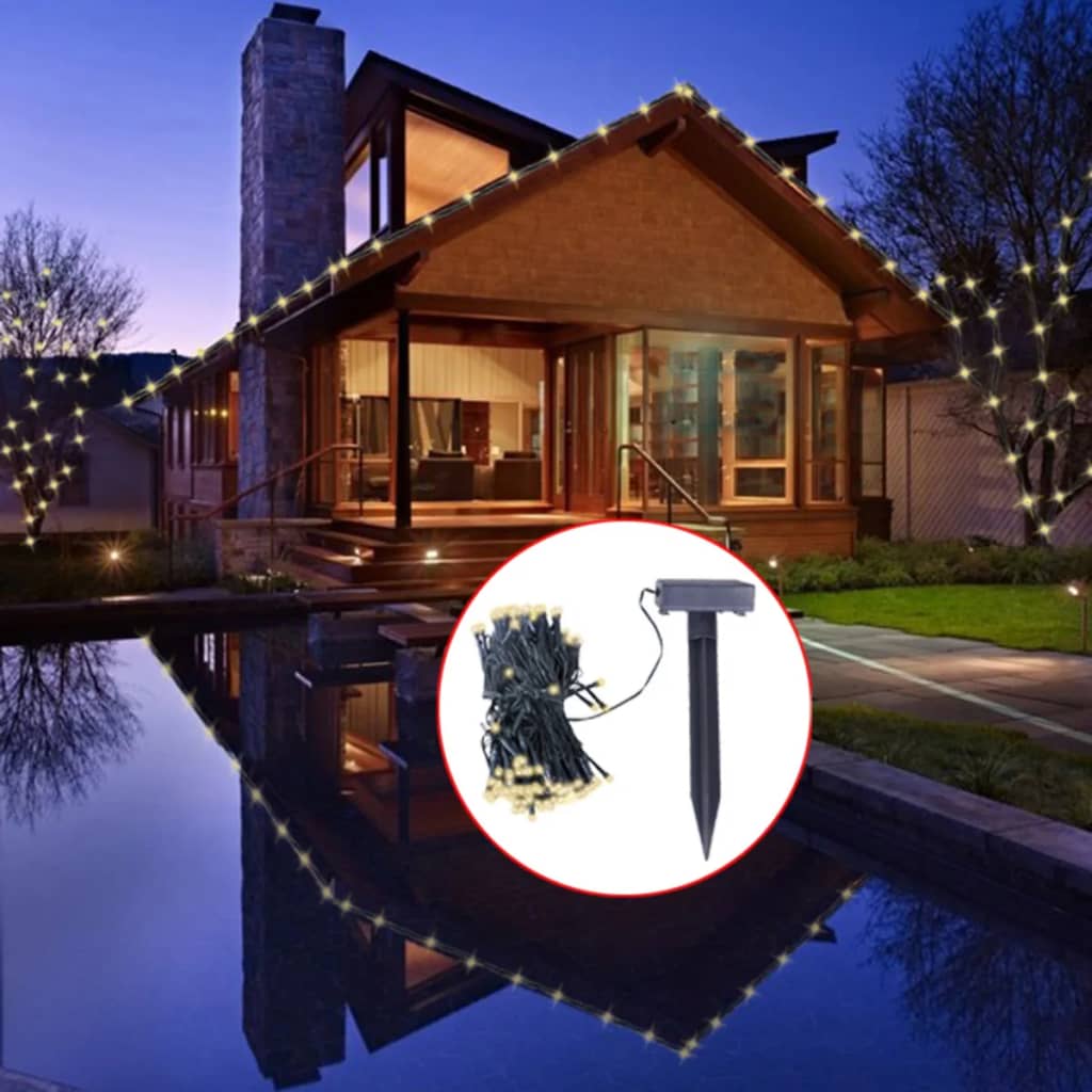 Decorațiune de Crăciun instalație lumini solare cu LED-uri, alb cald Decorațiune de Crăciun instalație lumini solare cu LED-uri, alb cald