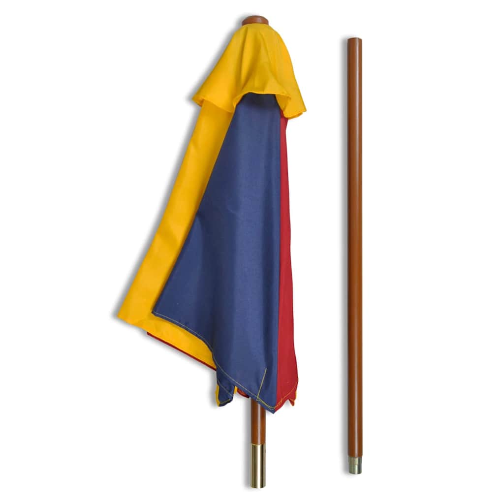 vidaXL Masă de picnic pentru copii cu bănci și umbrelă, lemn multicolor