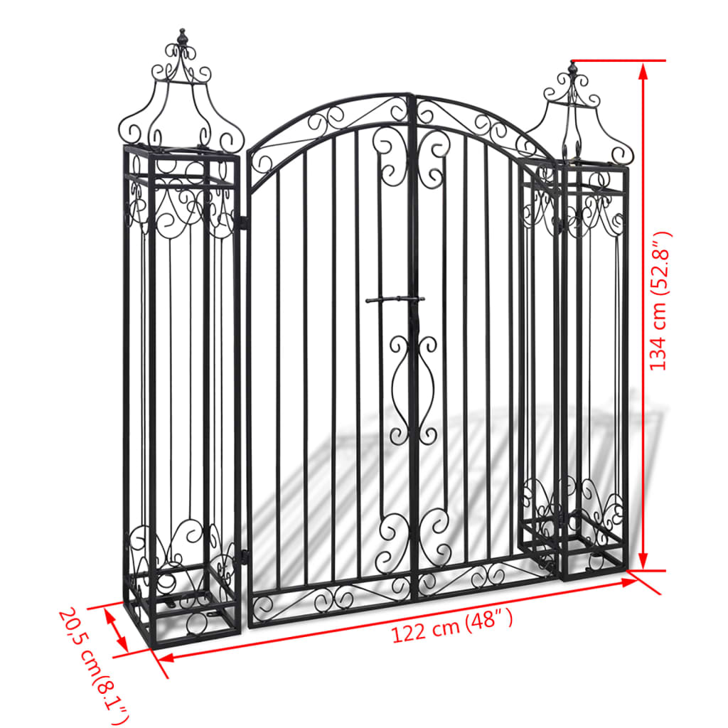 vidaXL Poartă de grădină ornamentală, fier forjat, 122 x 20,5 x 134 cm vidaXL Poartă de grădină ornamentală, fier forjat, 122 x 20,5 x 134 cm