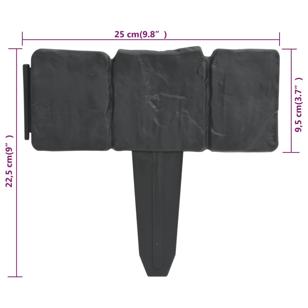vidaXL Gard de grădină / gazon aspect piatră, 41 buc., 10 m, plastic