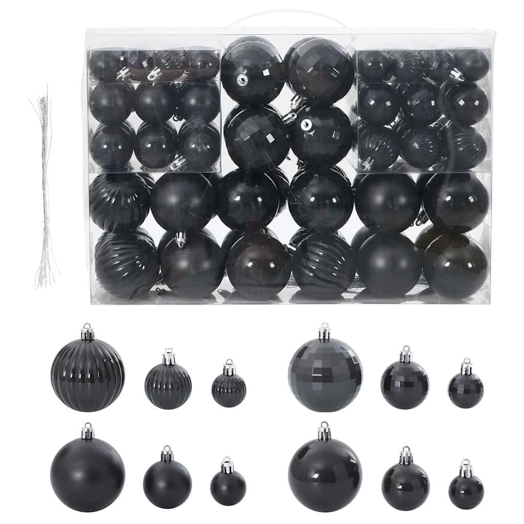 vidaXL Baldouri de Crăciun 100 buc Negru Ø3/4/6 cm vidaXL Baldouri de Crăciun 100 buc Negru Ø3/4/6 cm