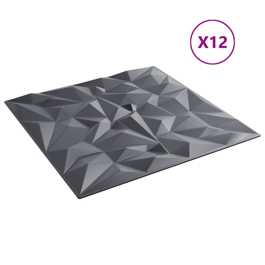 vidaXL Panouri de perete 12 buc. gri 50x50 cm XPS 3 m² ametist