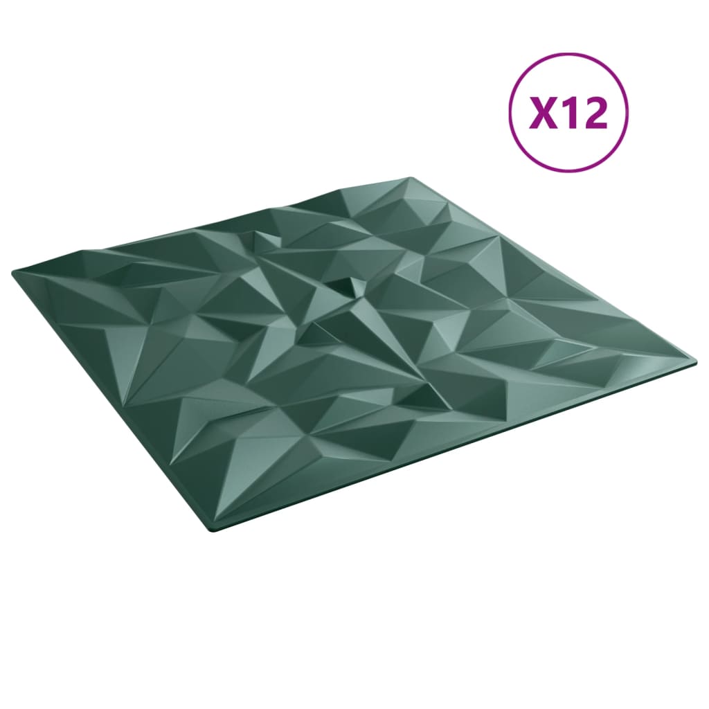 vidaXL Panouri de perete 12 buc. verde 50x50 cm XPS 3 m² ametist