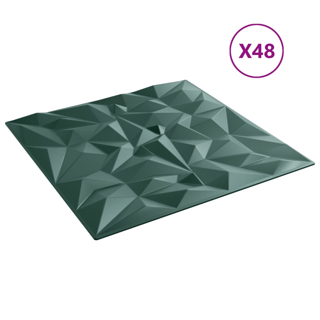 vidaXL Panouri de perete 48 buc. verde 50x50 cm XPS 12 m² ametist
