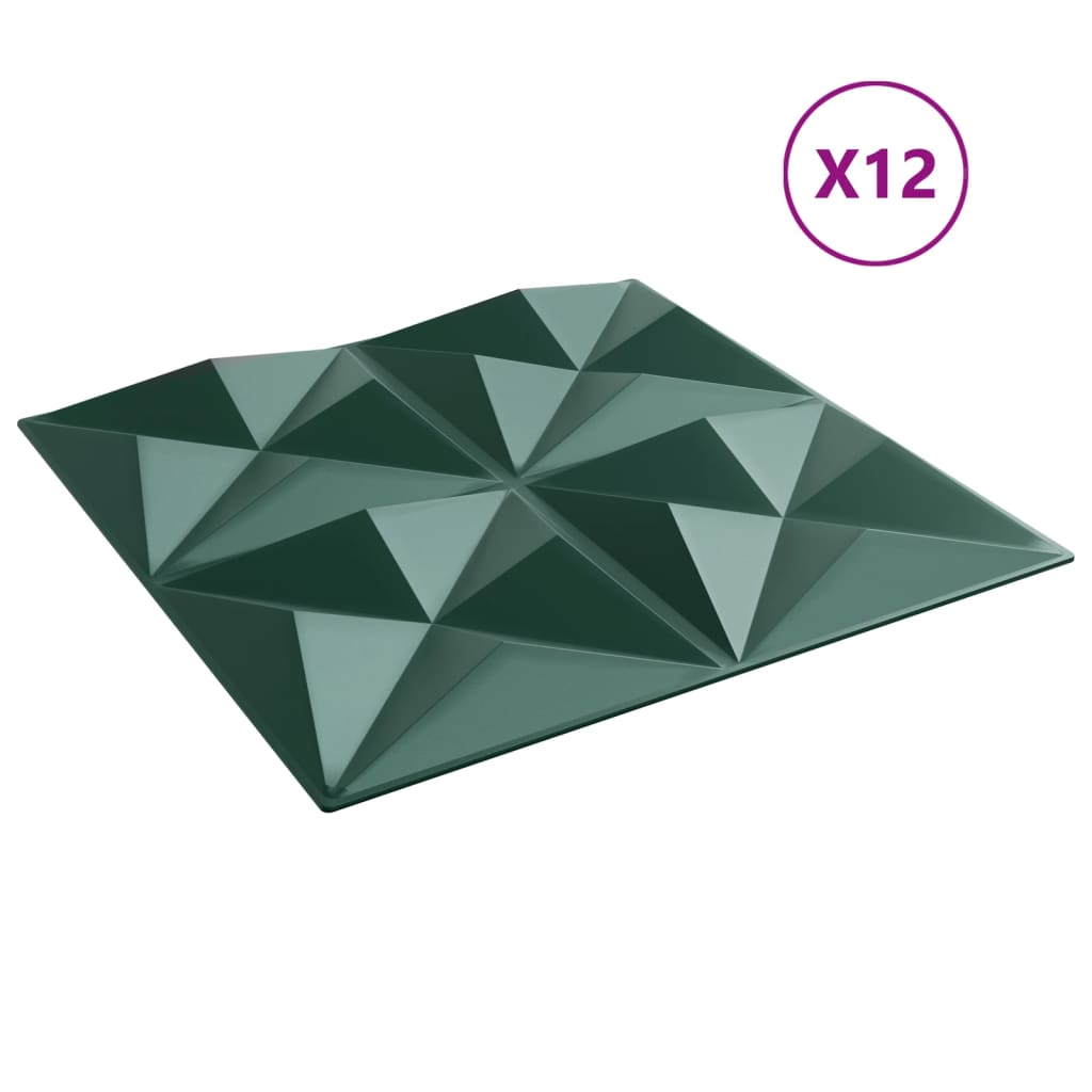 vidaXL Panouri de perete 12 buc. verde 50x50 cm XPS 3 m² origami vidaXL Panouri de perete 12 buc. verde 50x50 cm XPS 3 m² origami
