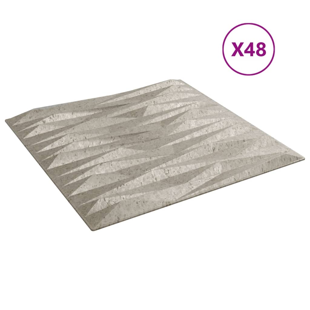 vidaXL Panouri de perete 48 buc. Beton 50x50 cm XPS 12 m² piatră