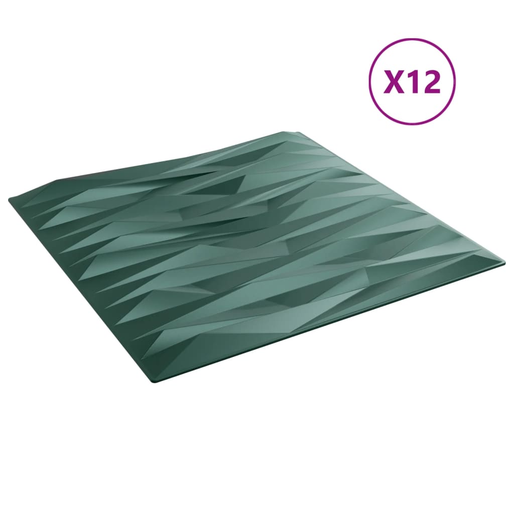vidaXL Panouri de perete 12 buc. verde 50x50 cm XPS 3 m² piatră
