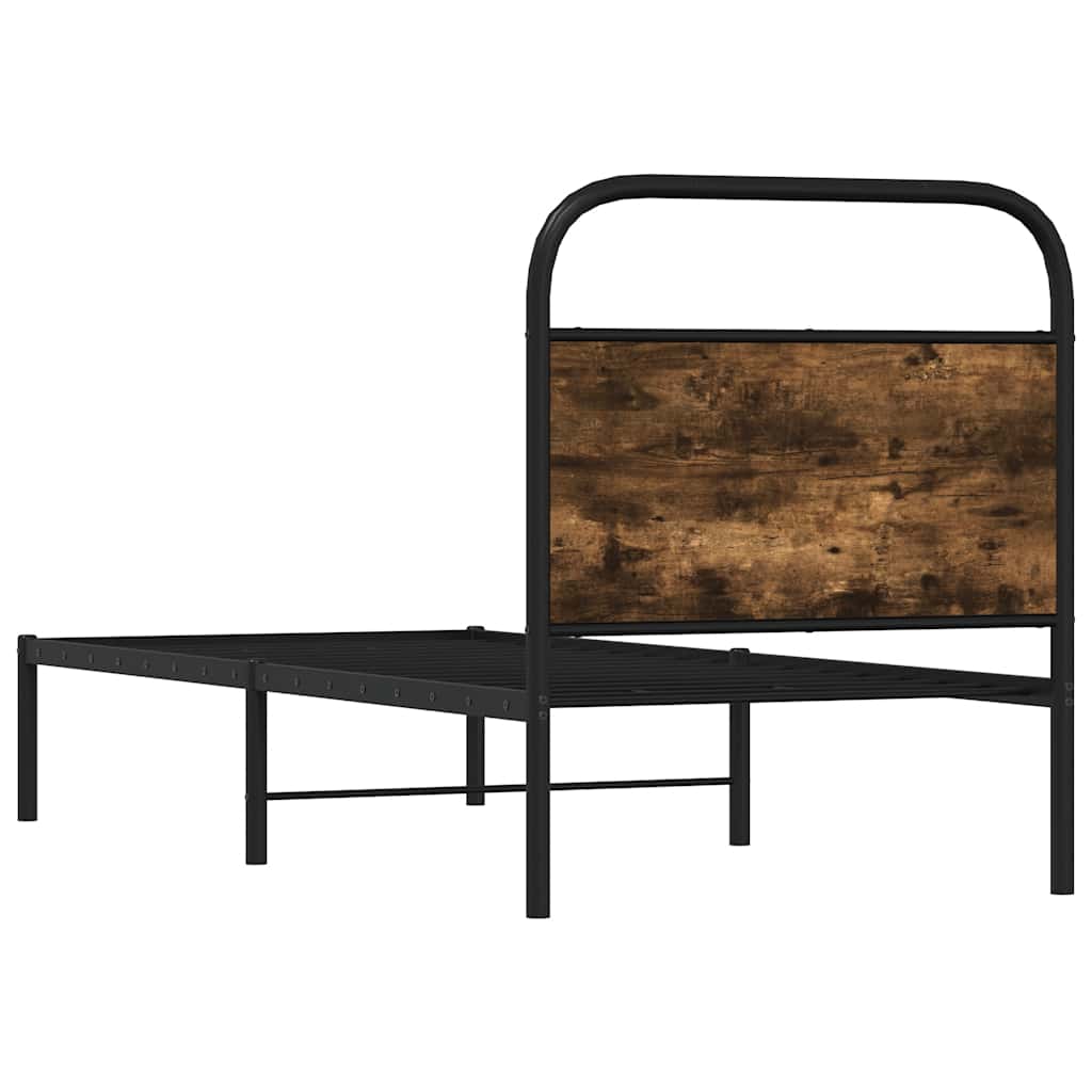 vidaXL Cadru de pat fără saltea 75x190cm stejar afumat lemn prelucrat