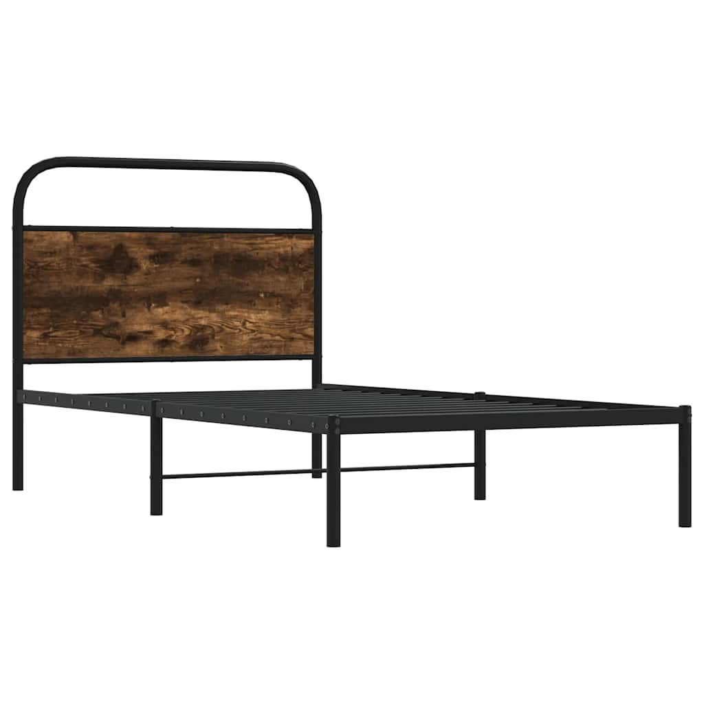 vidaXL Cadru de pat fără saltea 90x200cm Stejar fumuriu lemn prelucrat
