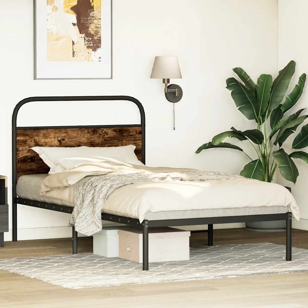 vidaXL Cadru de pat fără saltea 100x190 cm Stejar fumuriu vidaXL Cadru de pat fără saltea 100x190 cm Stejar fumuriu