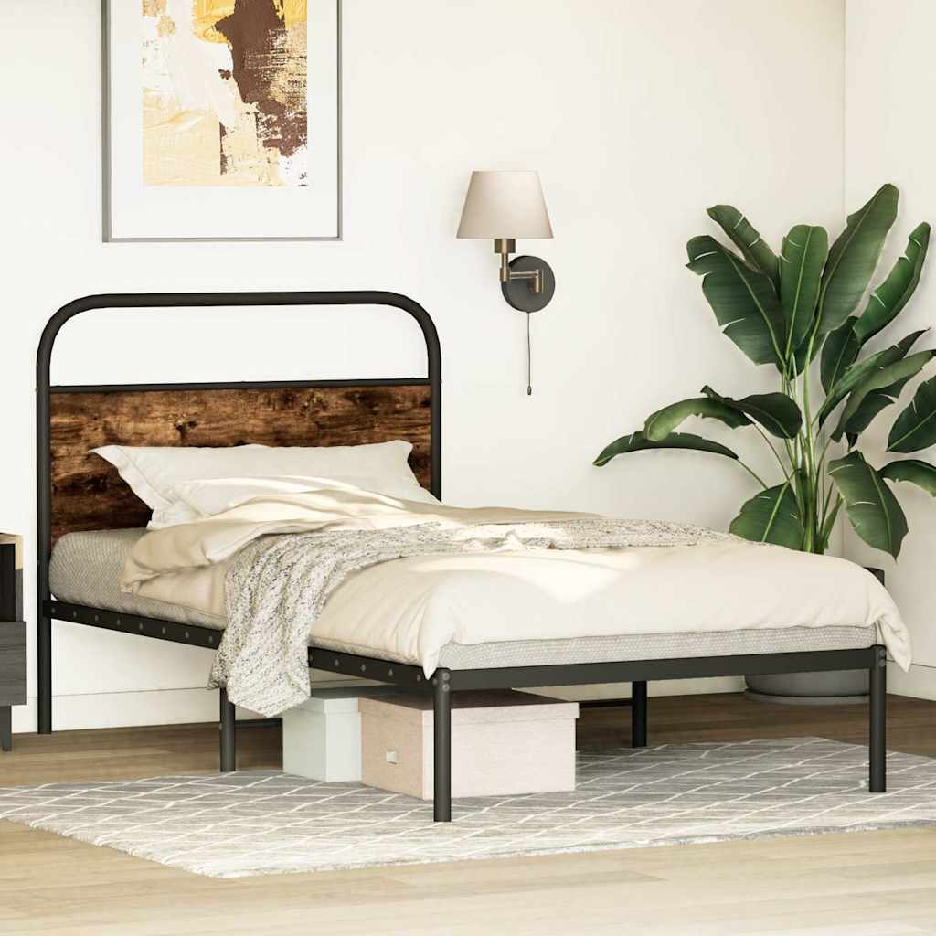 vidaXL Cadru de pat fără saltea 100x200 cm Stejar fumuriu vidaXL Cadru de pat fără saltea 100x200 cm Stejar fumuriu