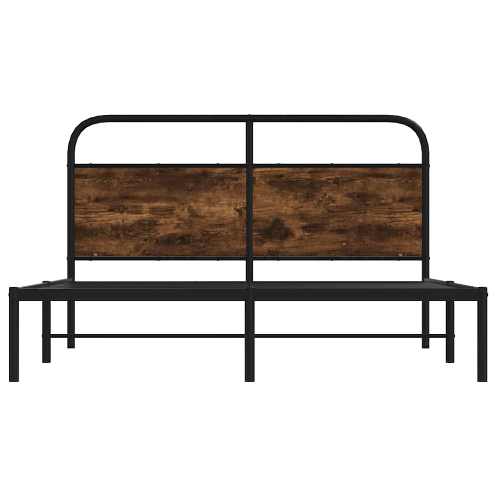 vidaXL Cadru de pat fără saltea 140x190 cm Stejar fumuriu