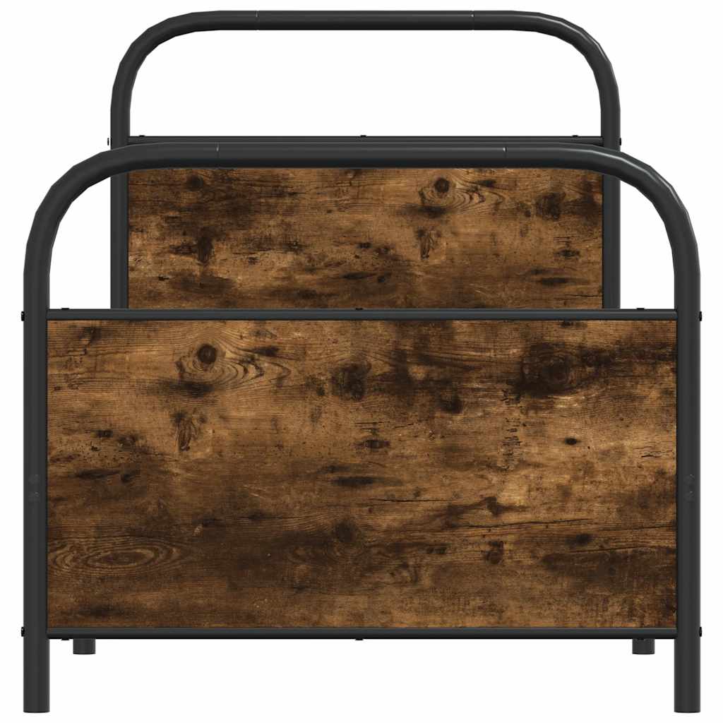 vidaXL Cadru de pat fără saltea 75x190cm stejar afumat lemn prelucrat