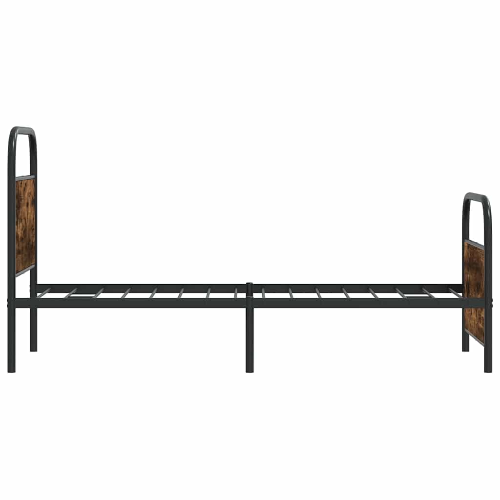 vidaXL Cadru de pat fără saltea 75x190cm stejar afumat lemn prelucrat