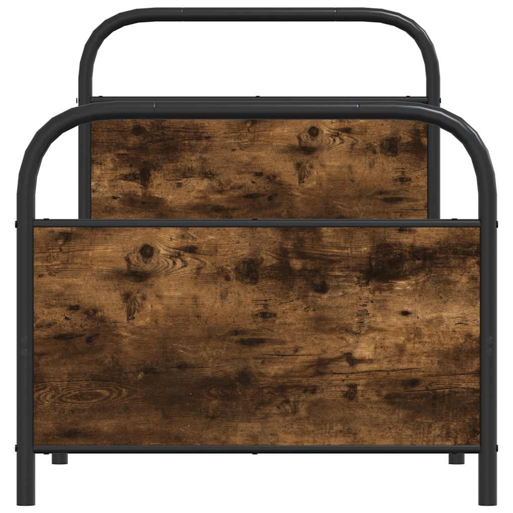 vidaXL Cadru de pat fără saltea 80x200cm Stejar fumuriu lemn prelucrat
