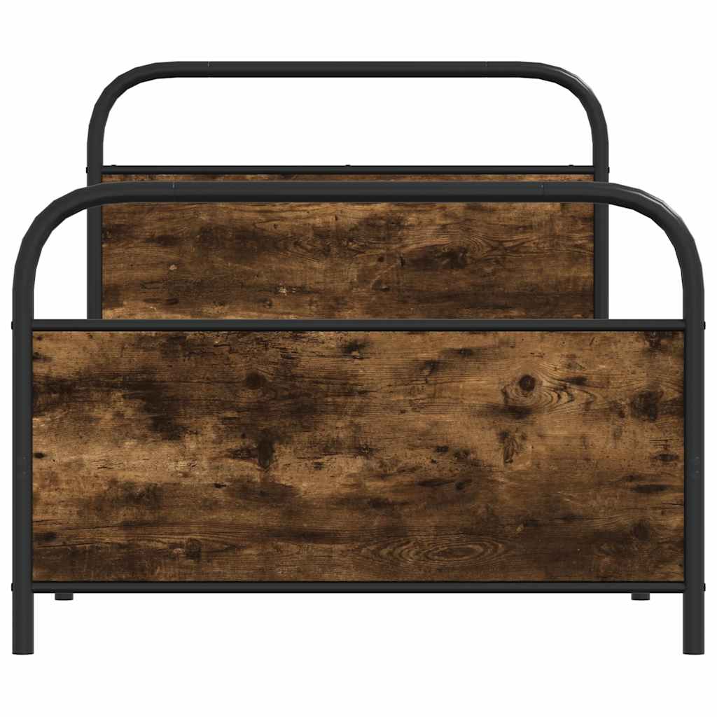 vidaXL Cadru de pat fără saltea 100x190 cm Stejar fumuriu