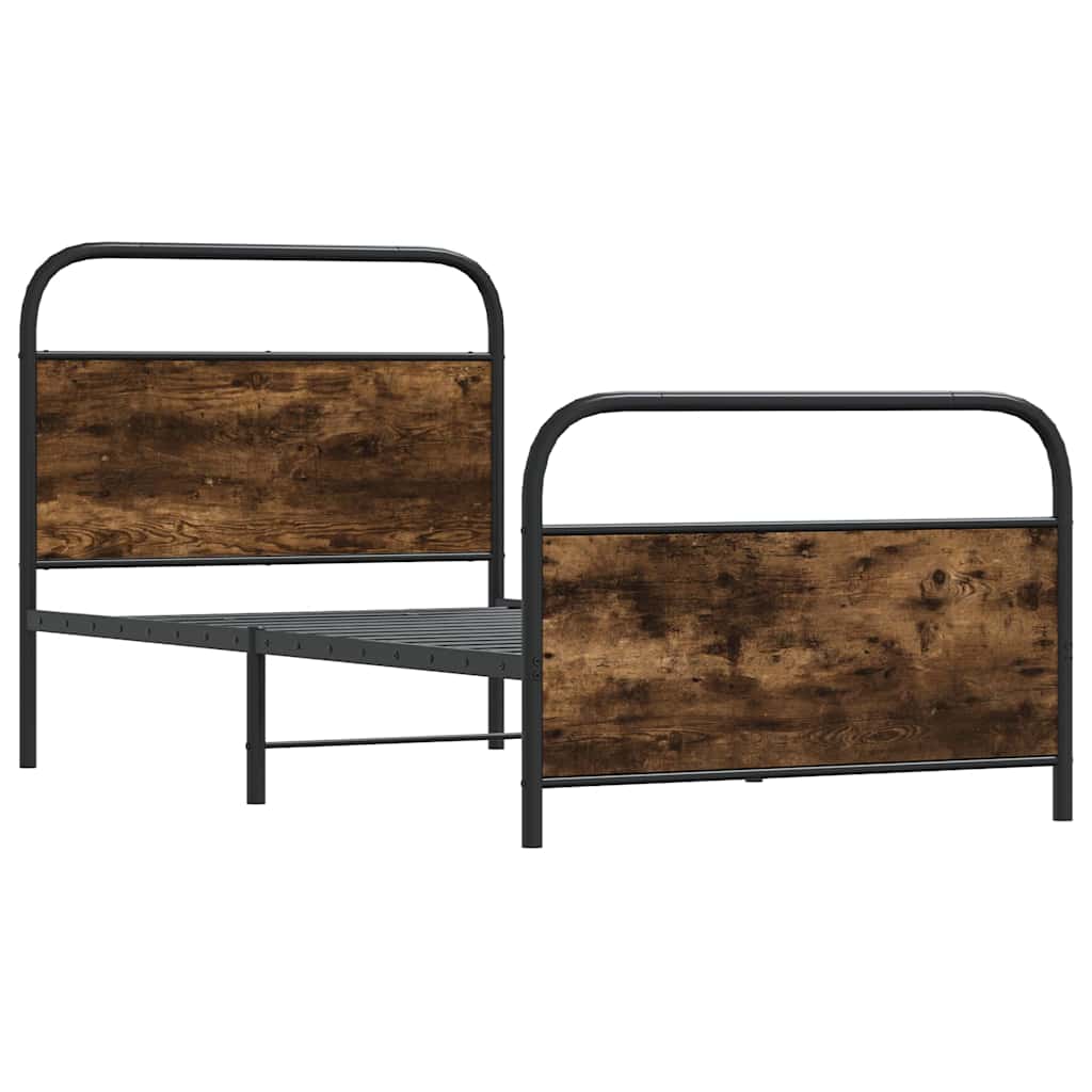 vidaXL Cadru de pat fără saltea 107x203 cm Stejar fumuriu