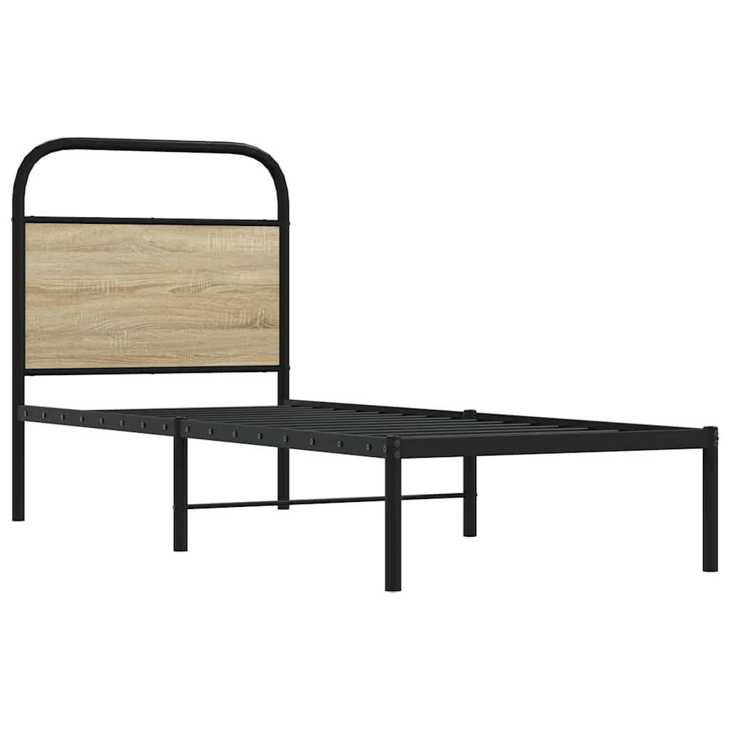 vidaXL Cadru de pat fără saltea 80x200 cm Lemn prelucrat stejar Sonoma