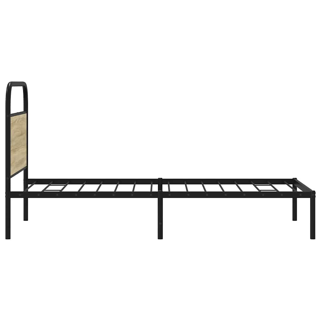 vidaXL Cadru de pat fără saltea 107x203 cm Lemn derivat stejar Sonoma vidaXL Cadru de pat fără saltea 107x203 cm Lemn derivat stejar Sonoma
