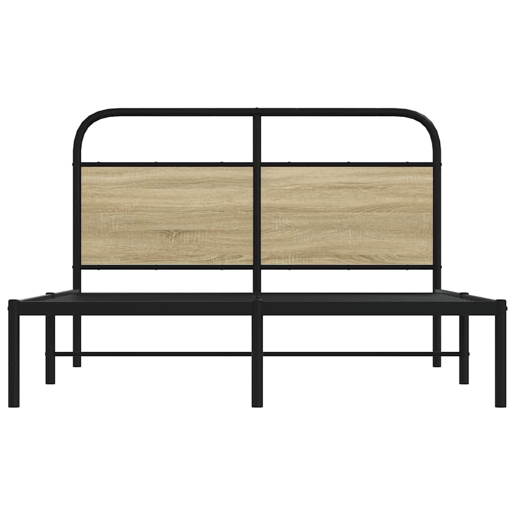 vidaXL Cadru de pat fără saltea 135x190 cm Lemn derivat stejar Sonoma vidaXL Cadru de pat fără saltea 135x190 cm Lemn derivat stejar Sonoma