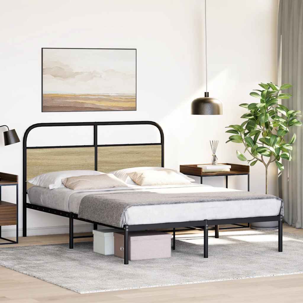 vidaXL Cadru de pat fără saltea 140x200 cm Lemn derivat stejar Sonoma vidaXL Cadru de pat fără saltea 140x200 cm Lemn derivat stejar Sonoma