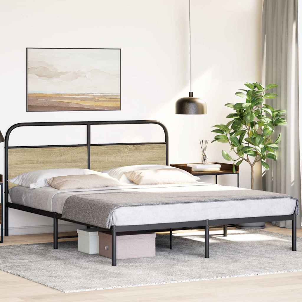 vidaXL Cadru de pat fără saltea 150x200cm Lemn prelucrat stejar Sonoma vidaXL Cadru de pat fără saltea 150x200cm Lemn prelucrat stejar Sonoma