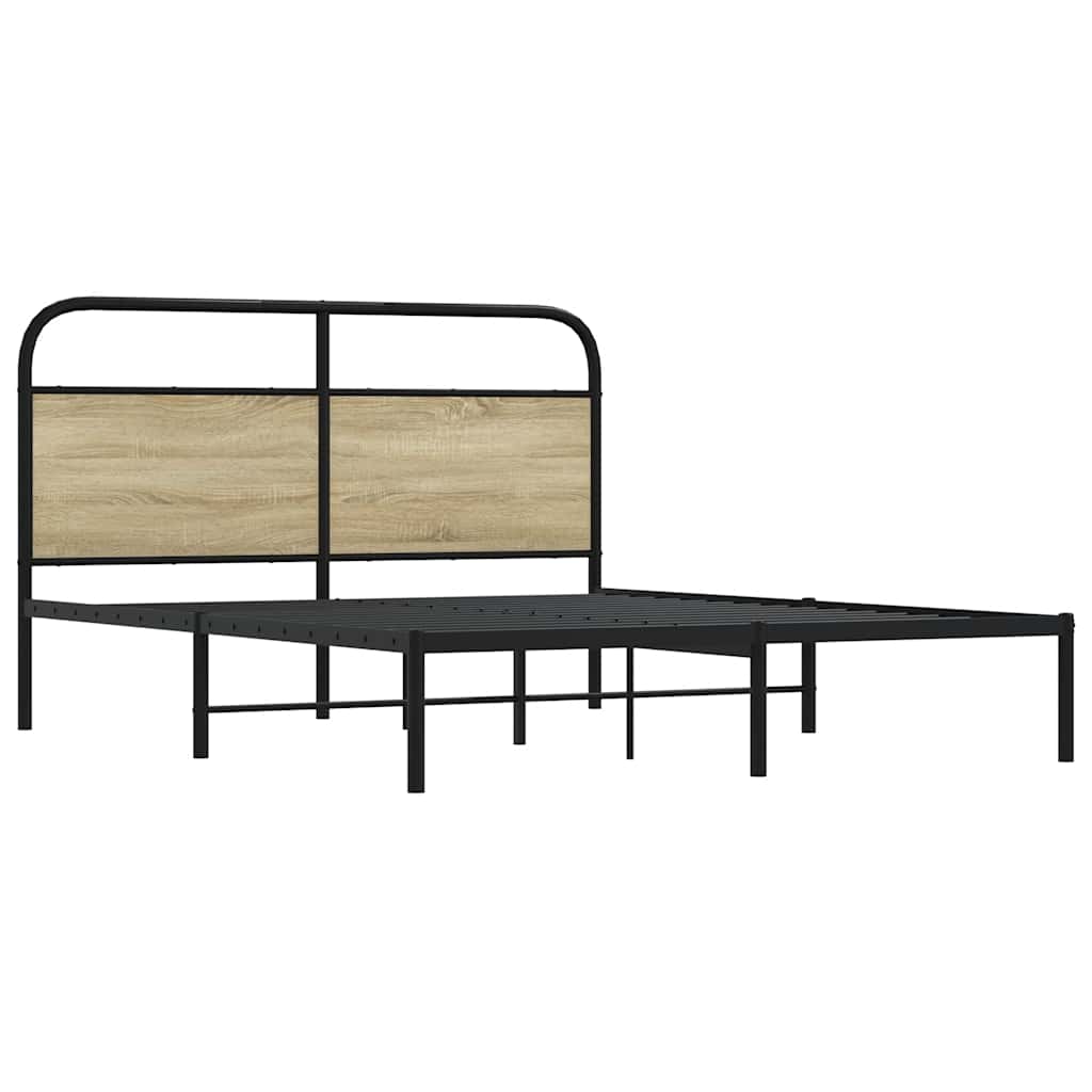 vidaXL Cadru de pat fără saltea 150x200cm Lemn prelucrat stejar Sonoma vidaXL Cadru de pat fără saltea 150x200cm Lemn prelucrat stejar Sonoma
