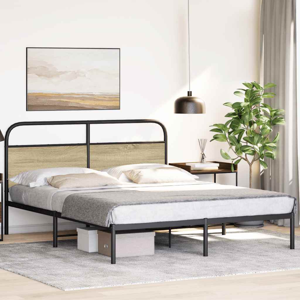 vidaXL Cadru de pat fără saltea 160x200 cm Lemn derivat stejar Sonoma