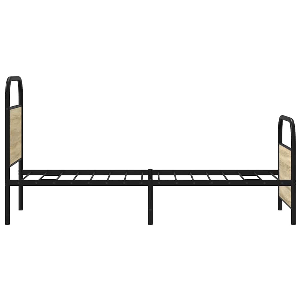 vidaXL Cadru de pat fără saltea 75x190 cm Lemn derivat stejar Sonoma