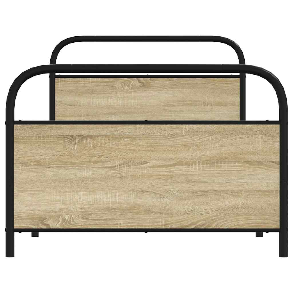 vidaXL Cadru de pat fără saltea 107x203 cm Lemn derivat stejar Sonoma vidaXL Cadru de pat fără saltea 107x203 cm Lemn derivat stejar Sonoma