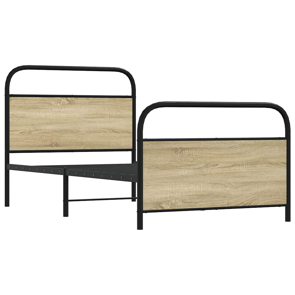 vidaXL Cadru de pat fără saltea 107x203 cm Lemn derivat stejar Sonoma vidaXL Cadru de pat fără saltea 107x203 cm Lemn derivat stejar Sonoma