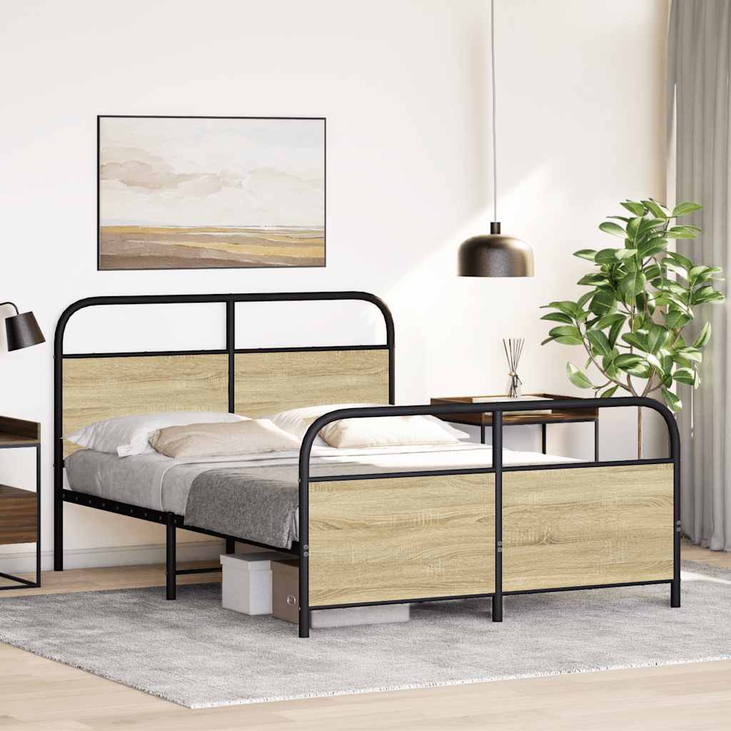 vidaXL Cadru de pat fără saltea 120x190 cm Lemn derivat stejar Sonoma vidaXL Cadru de pat fără saltea 120x190 cm Lemn derivat stejar Sonoma