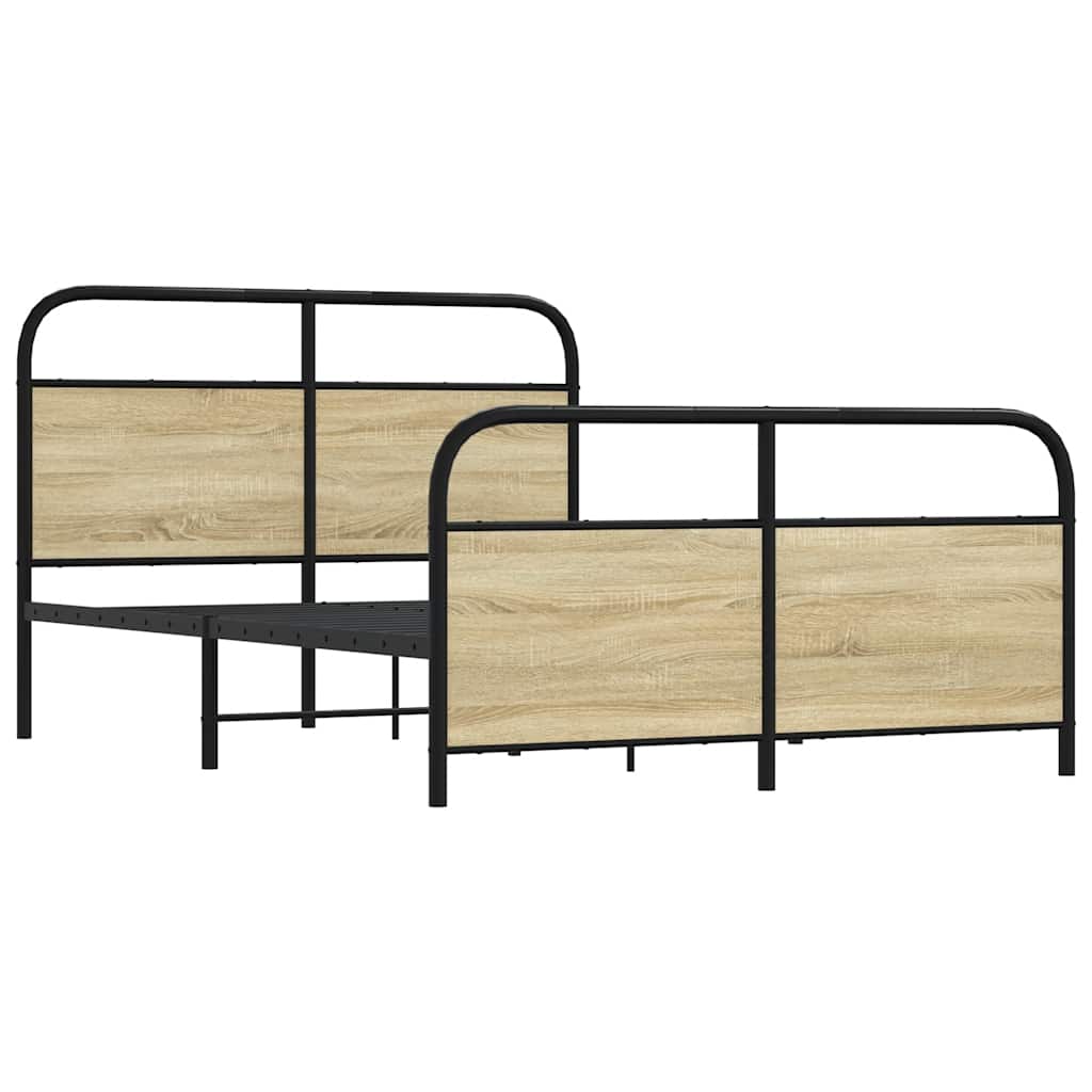 vidaXL Cadru de pat fără saltea 120x190 cm Lemn derivat stejar Sonoma vidaXL Cadru de pat fără saltea 120x190 cm Lemn derivat stejar Sonoma