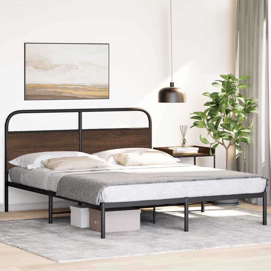 vidaXL Cadru de pat fără saltea stejar maro 150x200 cm Lemn prelucrat