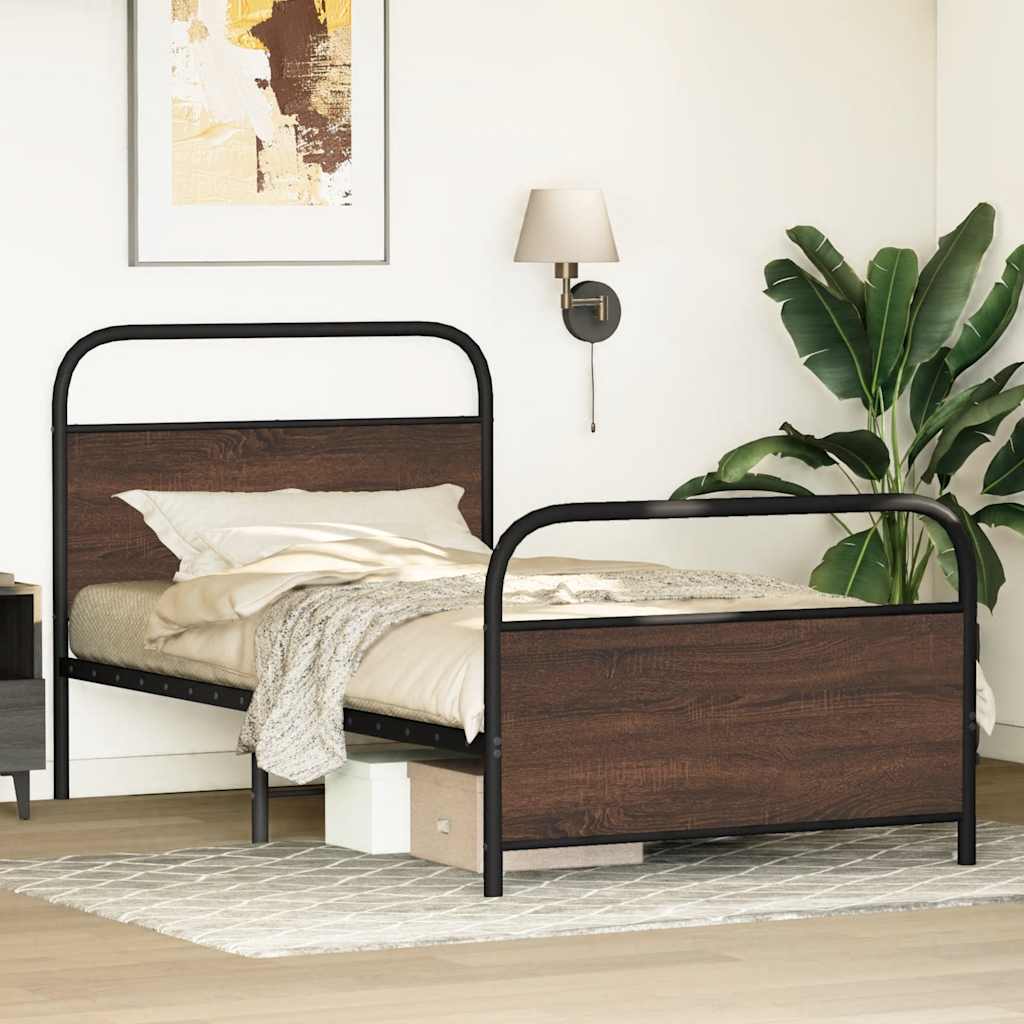 vidaXL Cadru de pat fără saltea stejar maro 100x190 cm Lemn prelucrat