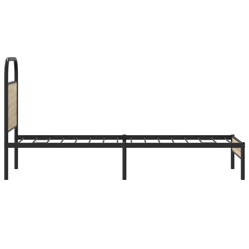 vidaXL Cadru de pat fără saltea 75x190cm stejar afumat lemn prelucrat