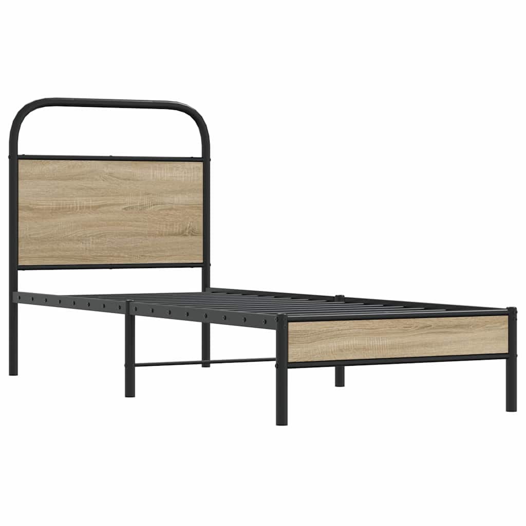 vidaXL Cadru de pat fără saltea 80x200cm Stejar fumuriu lemn prelucrat